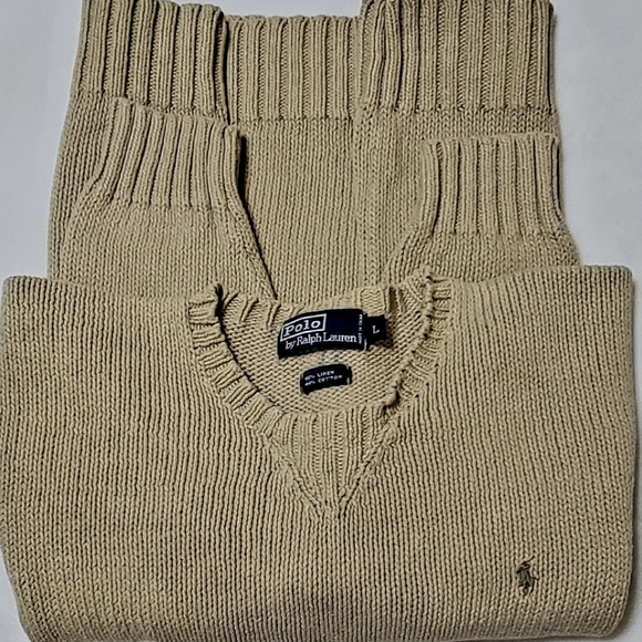 Polo Ralph Lauren Sweater Cotton & Linen Tan Men's L - Picture 4 of 6